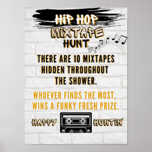 Retro Hip Hop Mixtape Hunt Urban Party Game  Poster