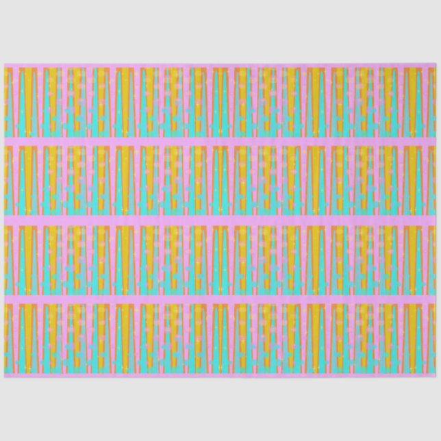 Retro Hip Mod Pop Striped Pattern Pink Orange Blue Tissue Paper (Front)