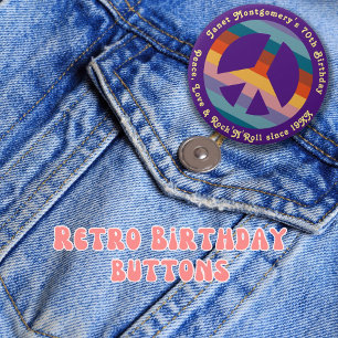 Retro Hippie 60's Baby Boomer Milestone Birthday  7.5 Cm Round Badge