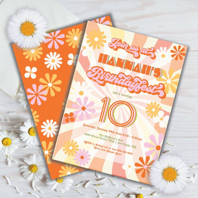 Retro Hippie 70's 60's Birthday Fest Party Invitation (Creator Uploaded)