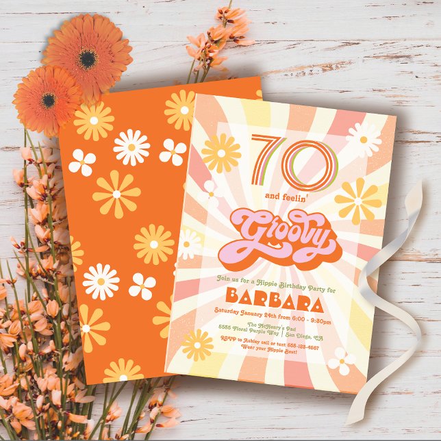 Retro Hippie 70's 60's Groovy Birthday Party Invitation (Creator Uploaded)