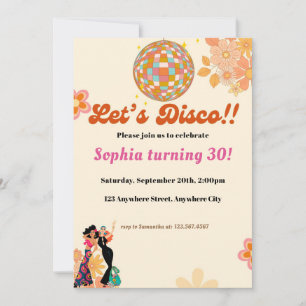 Retro Hippie 70's 60's Groovy Birthday Party Invitation