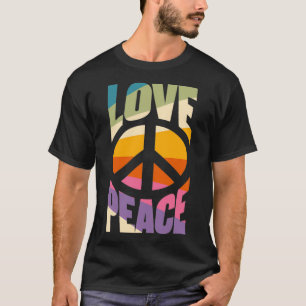Retro Hippie 70s Costume For Women Hippy Peace Sig T-Shirt