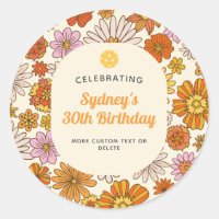 Retro Hippie 70s Floral Pattern Pickleball Party