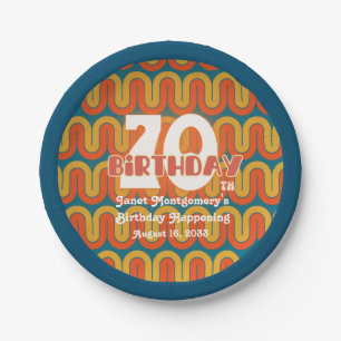 Retro Hippie Abstract 1960's 70th Birthday  Paper Plate