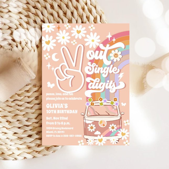 Retro Hippie Birthday Invitation (Creator Uploaded)