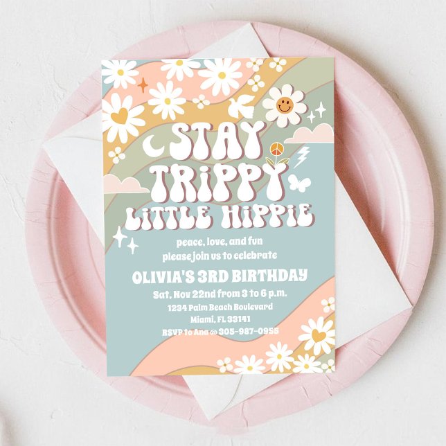 Retro Hippie Birthday Invitation (Creator Uploaded)