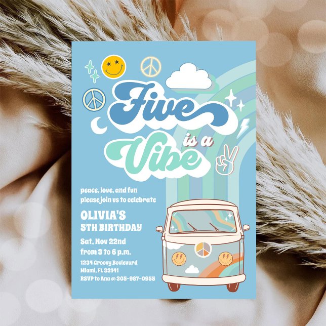 Retro Hippie Birthday Party Invitation (Creator Uploaded)