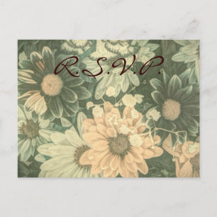 retro hippie bohemian summer daisy wedding invitation postcard