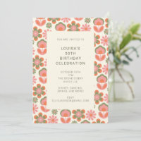 Retro Hippie Boho 70s Flower Pink Birthday Party
