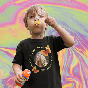 Retro Hippie Butterfly 70th Photo Birthday  Baby T-Shirt