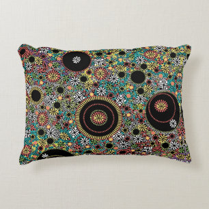 Retro Hippie Colourful 60s Pattern Decorative Cushion