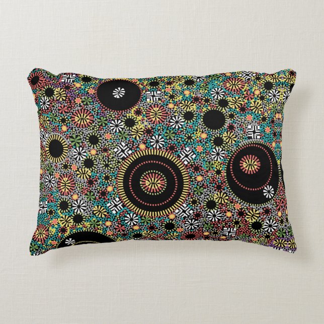 Retro Hippie Colourful 60s Pattern Decorative Cushion (Front)