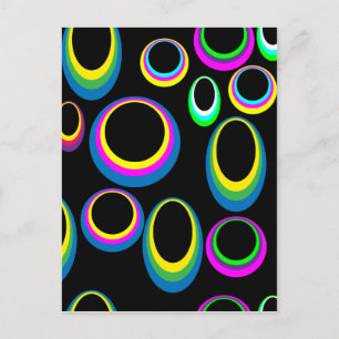 Retro Hippie Colourful Ovals Postcard