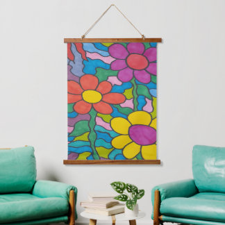 Retro Hippie Flower Art Hanging Tapestry