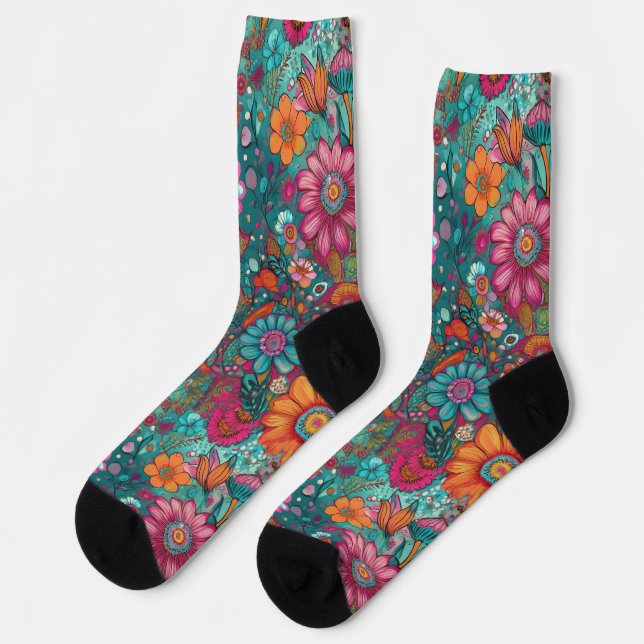 Retro Hippie: Flower Child Socks (Left)