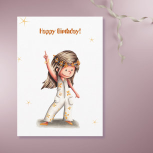 Retro Hippie Flower Girl Birthday Card