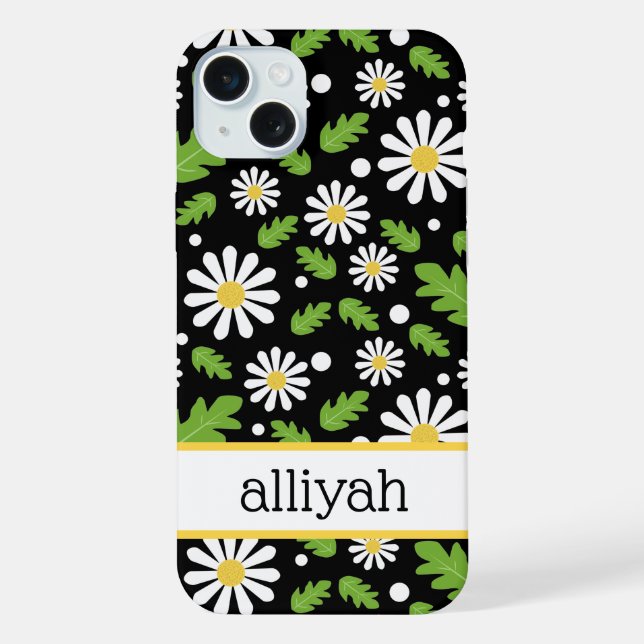 Retro Hippie Flowers Daisy Pattern iPhone Case (Back)