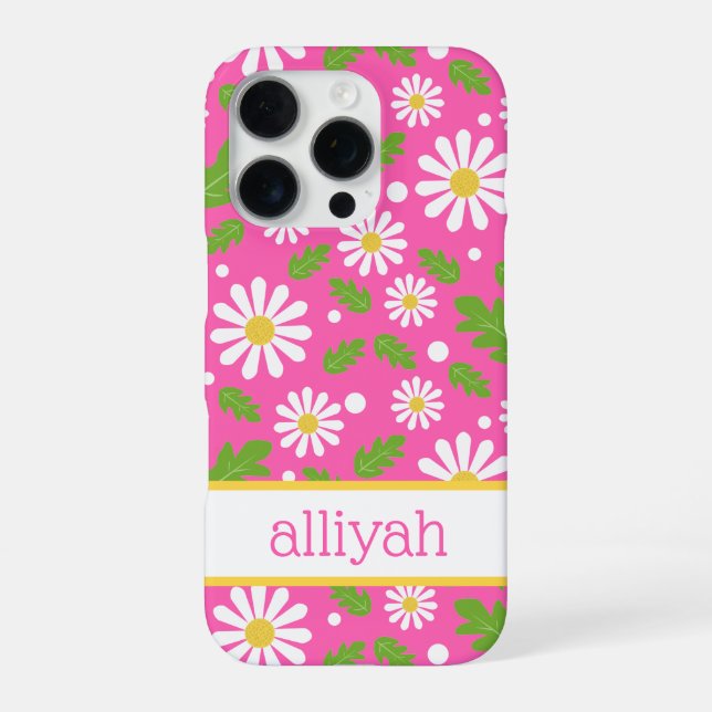 Retro Hippie Flowers Daisy Pattern iPhone Case (Back)