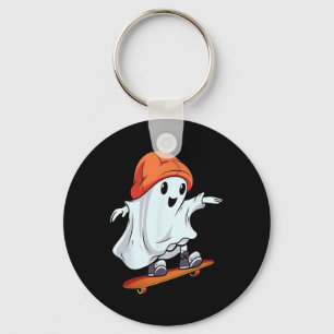 Retro Hippie Ghost Skateboarder Skateboard Hallowe Key Ring