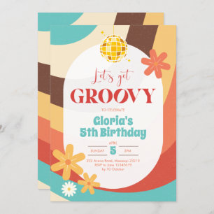 Retro Hippie Groovy Birthday Invitation