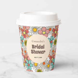 Retro Hippie Groovy Flower Bridal Shower  Paper Cups