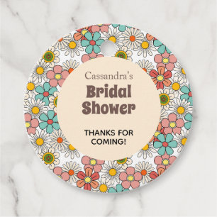 Retro Hippie Groovy Flower Bridal Shower Thank You Favour Tags