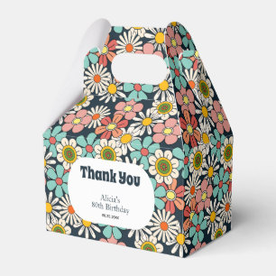 Retro Hippie Groovy Flower Hello Eighty Birthday Favour Box