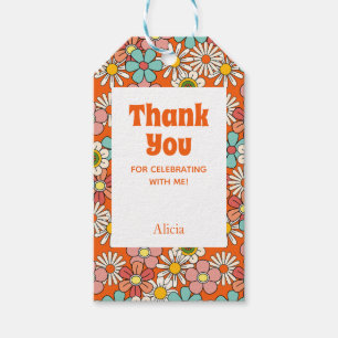 Retro Hippie Groovy Flower Hello Forty Birthday Gift Tags