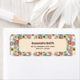 Retro Hippie Groovy Flower Return Address Label