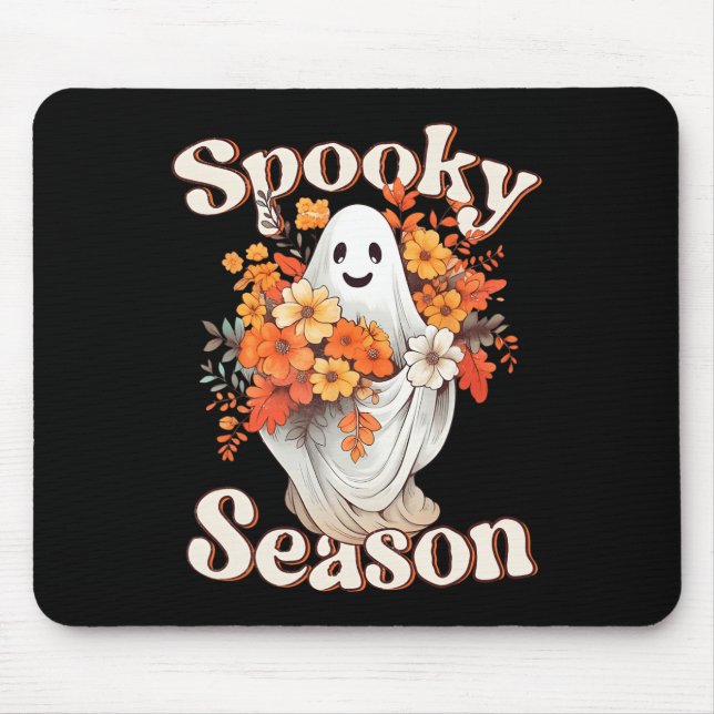 Retro Hippie Halloween Cute Ghost Spooky Season Fu Mouse Pad (Front)