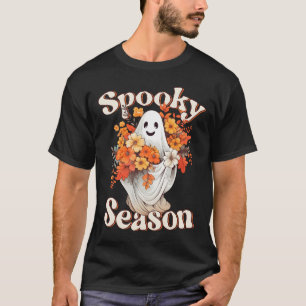 Retro Hippie Halloween Cute Ghost Spooky Season Fu T-Shirt