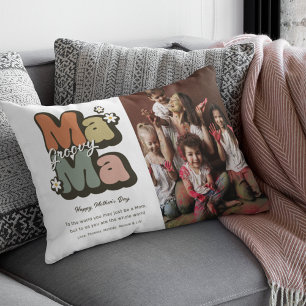Retro Hippie Mama Mothers Day Decorative Cushion