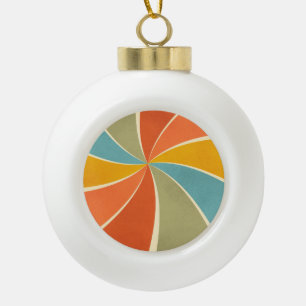 Retro Hippie Mixed Paint Style Swirls Pattern Ceramic Ball Christmas Ornament