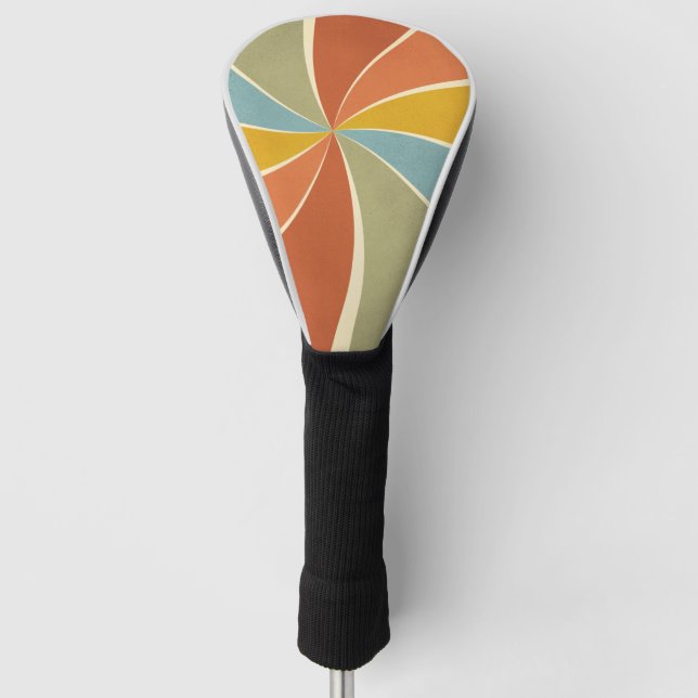Retro Hippie Mixed Paint Style Swirls Pattern Golf Head Cover (Front)