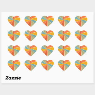 Retro Hippie Mixed Paint Style Swirls Pattern Heart Sticker
