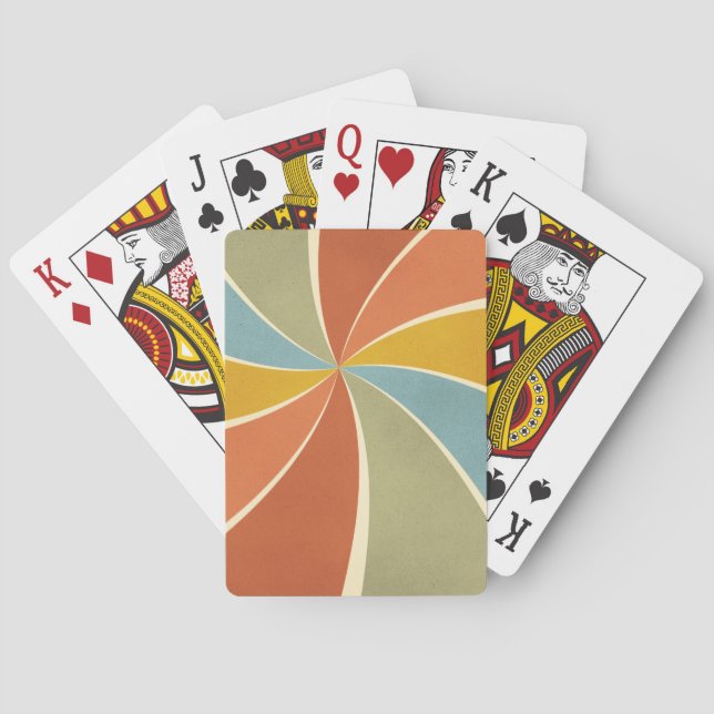Retro Hippie Mixed Paint Style Swirls Pattern Playing Cards (Back)