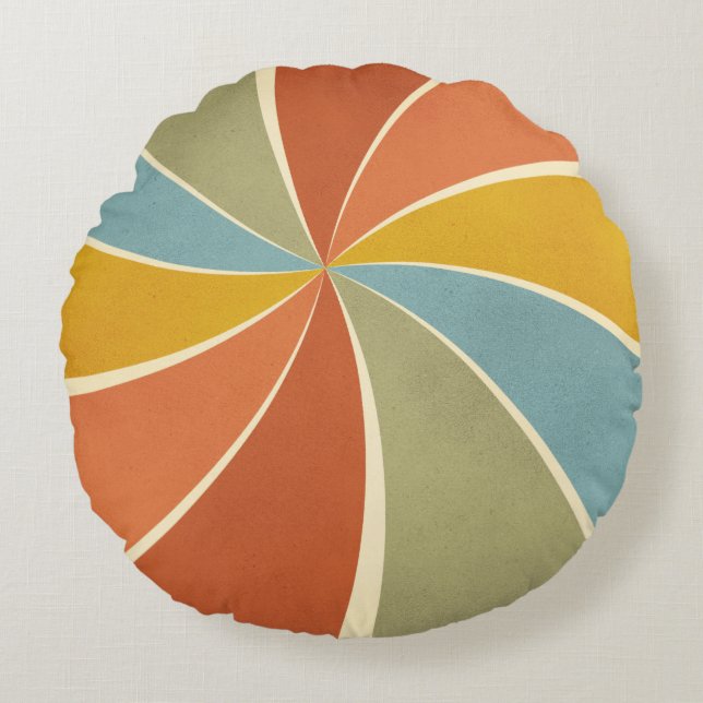 Retro Hippie Mixed Paint Style Swirls Pattern Round Cushion (Front)