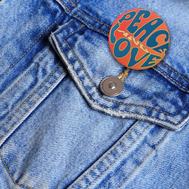 Retro Hippie Peace and Love Birthday 7.5 Cm Round Badge (Retro Peace and Love button. Cool party favor for 1960’s party. )