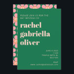 Retro Hippie Peace Flower Green Pink Bat Mitzvah Invitation<br><div class="desc">Retro Hippie Peace Sign Flower Green and Pink Bat Mitzvah Invitation</div>