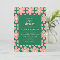 Retro Hippie Peace Sign Flower Green Pink Shower
