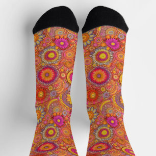 Retro Hippie: Pink Daisies Socks