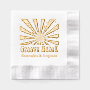 Retro Hippie Psychedelic Groovy Rays Stars Pop Art Foil Napkins