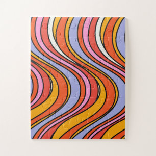Retro Hippie Psychedelic Swirls Jigsaw Puzzle