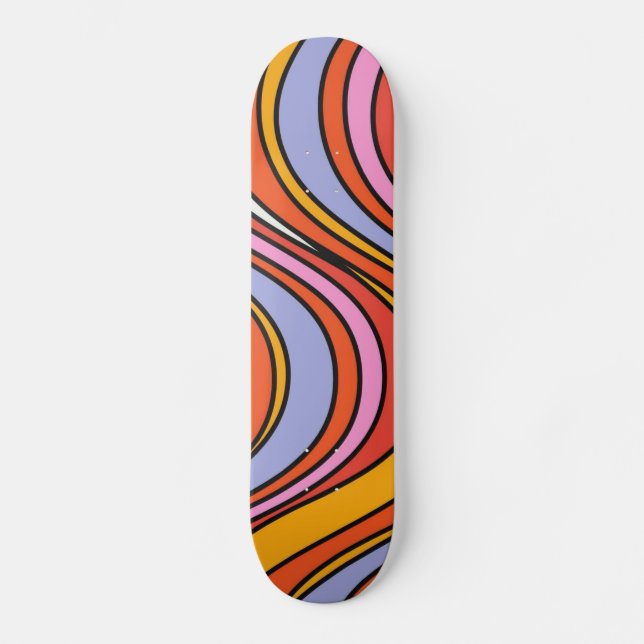 Retro Hippie Psychedelic Swirls  Skateboard (Front)