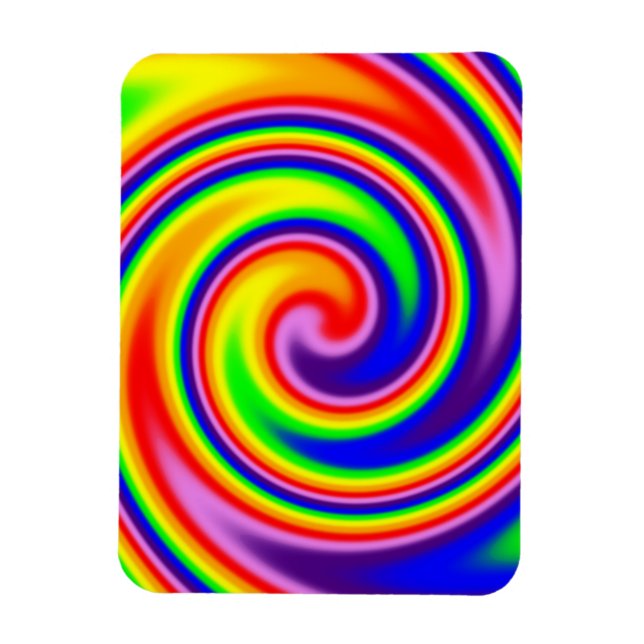 Retro Hippie Rainbow Colours Bright Pride Spiral Magnet (Vertical)