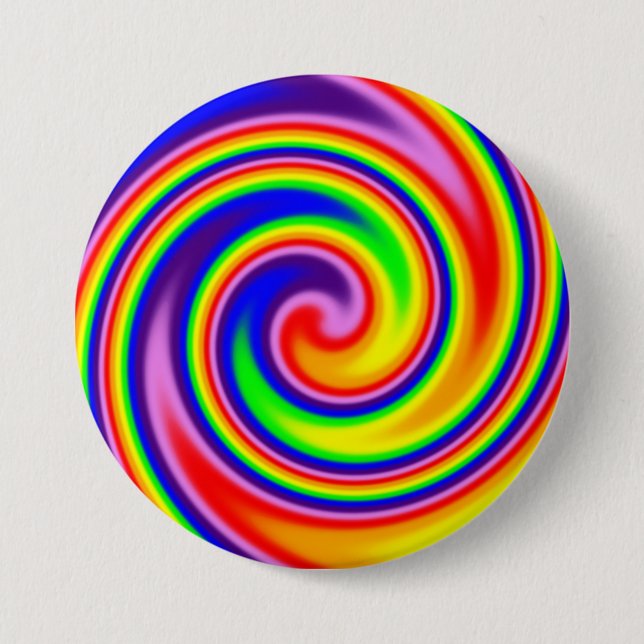Retro Hippie Rainbow Colours Soft Focus Spiral 7.5 Cm Round Badge (Front)
