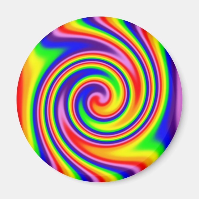 Retro Hippie Rainbow Colours Soft Focus Spiral Magnet (Front)