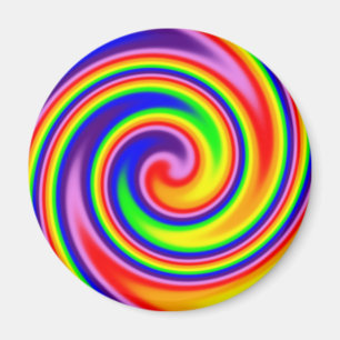 Retro Hippie Rainbow Colours Soft Focus Spiral Magnet