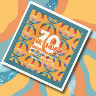 Retro Hippie Rainbow Peace Sign 70th Birthday  Napkin
